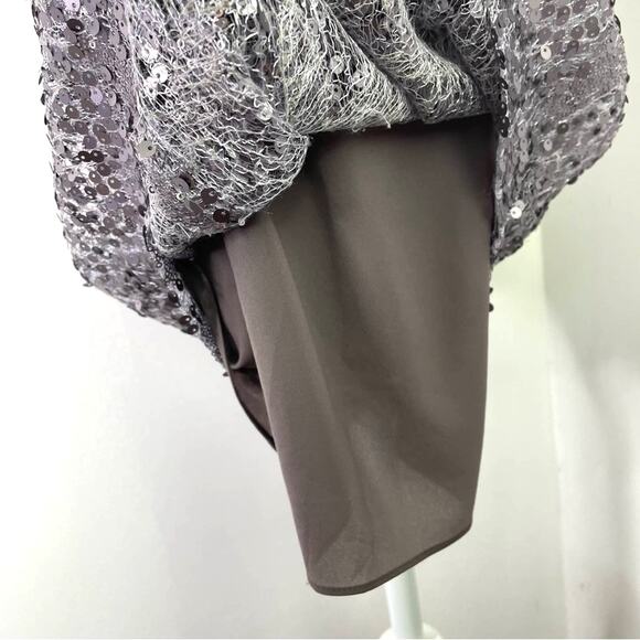 BCBG Sequin Silver Dress Strapless 8 Sparkle - Picture 8 of 8